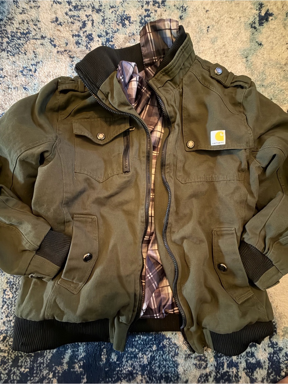 Carhartt Olive Green Military Green Bomber Style Jacket - See Listing!